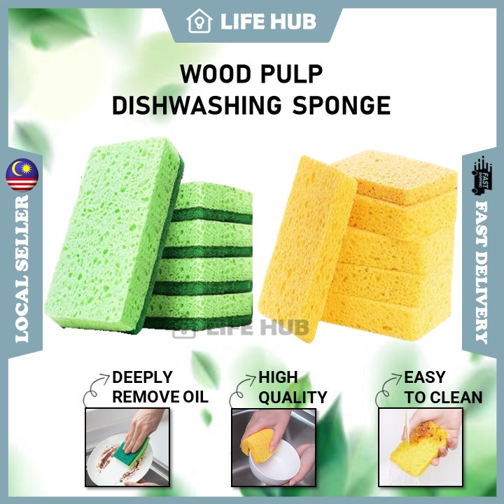 Natural Wood Pulp Dishwashing Sponge Dish Wash Sponges Heavy Duty ...