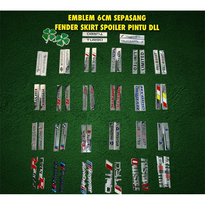 emblem kecil 6 cm sepasang type r ralliart trd bmw nismo mazda peugot ...