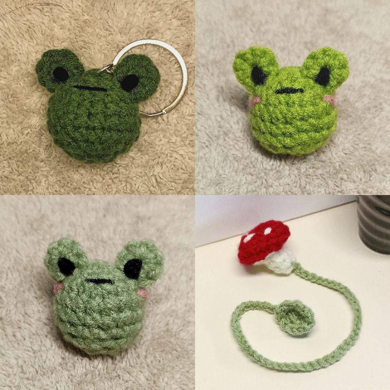 Frog Keychain Series , Frog Bookmark Cute Hand-woven 可爱的钥匙扣 Handmade  Aesthetic