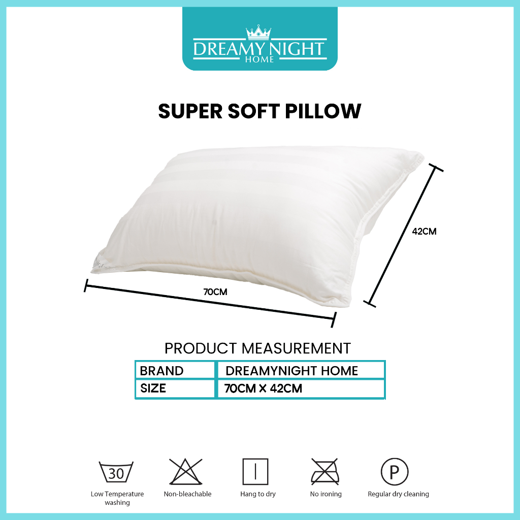 Dreamynight Home Merry Night Super Soft Pillow Hotel Standard High Quality Cotton 74cm x 52cm Shopee Malaysia