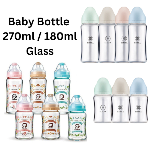 Crystal Romance Wide Neck Glass Baby Feeding Bottle (270ml/180ml ...