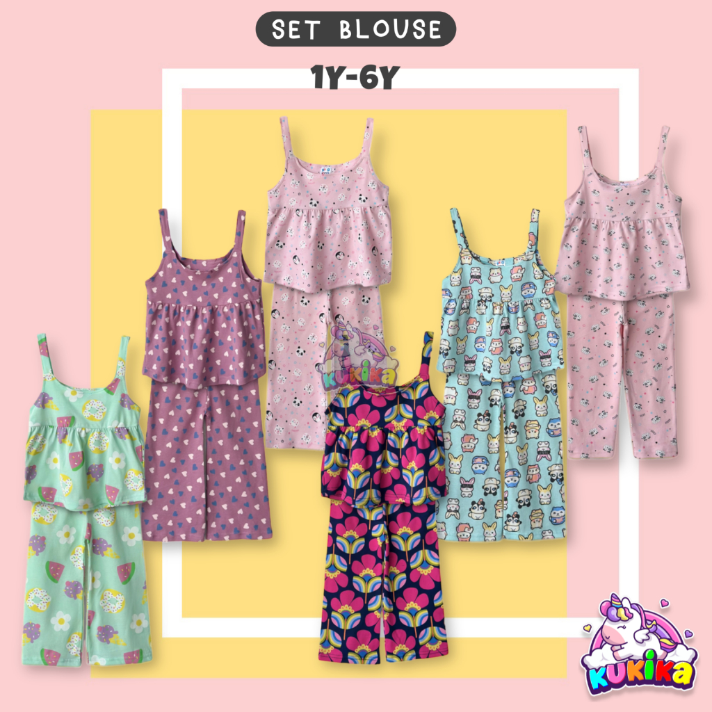 1Y-6Y • SKL • SET CASUAL FULL PRINTED COTTON GIRL | PYJAMAS BUDAK MURAH ...