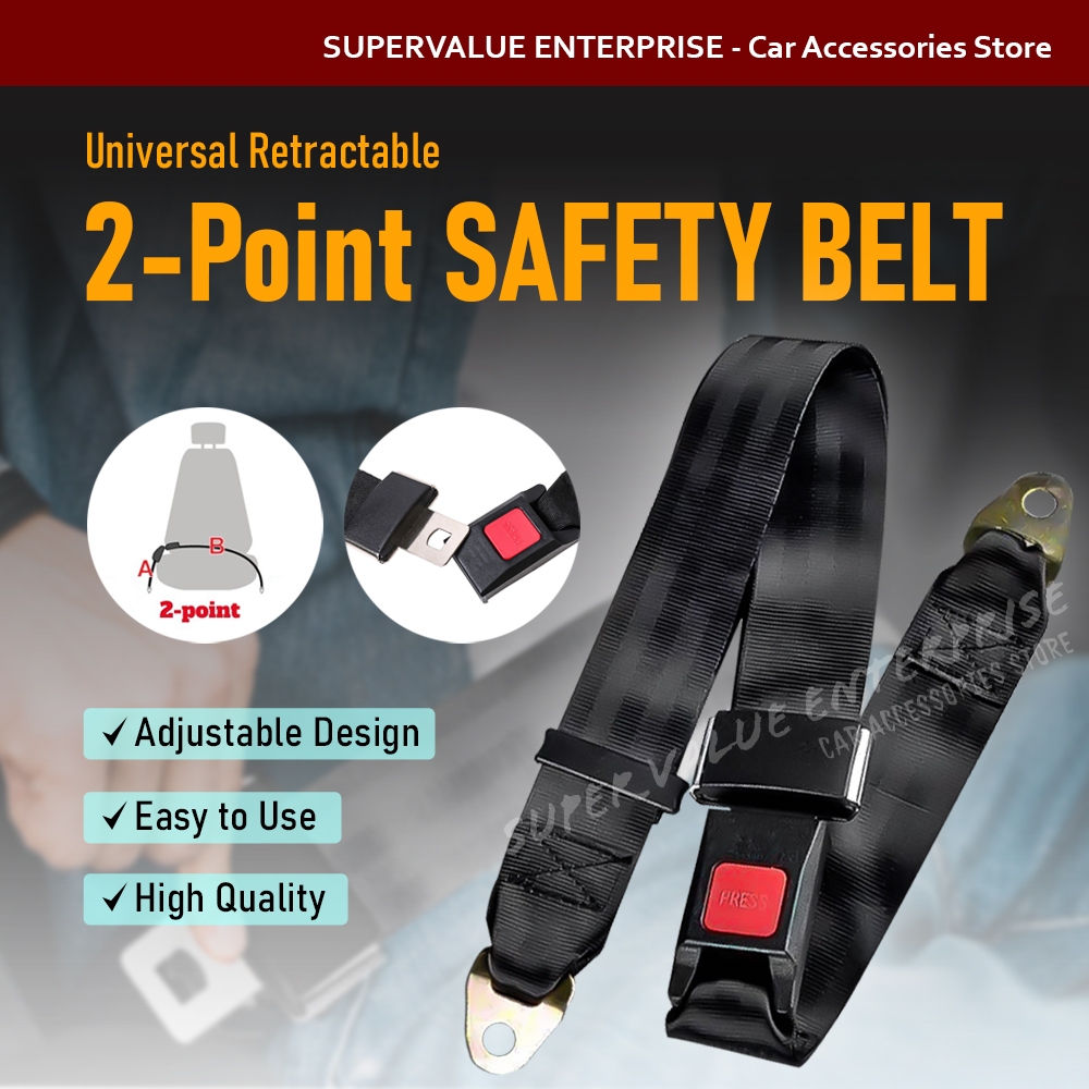 2 PCS Universal Retractable 2 Point Auto Car Safety Seat Lap Belt Set ...