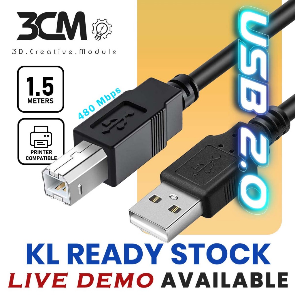 USB 2.0 Cable USB A to USB B for Printer Scanner Fax machine | Shopee ...