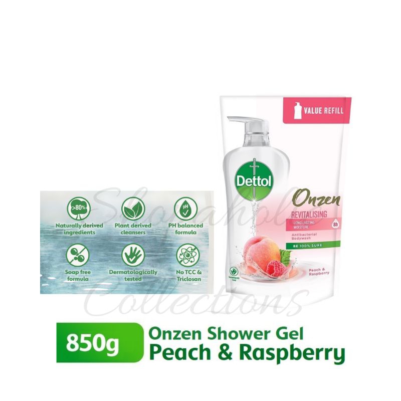 Dettol Onzen Revitalizing Body Wash (Peach & Raspberry) 850g Shopee
