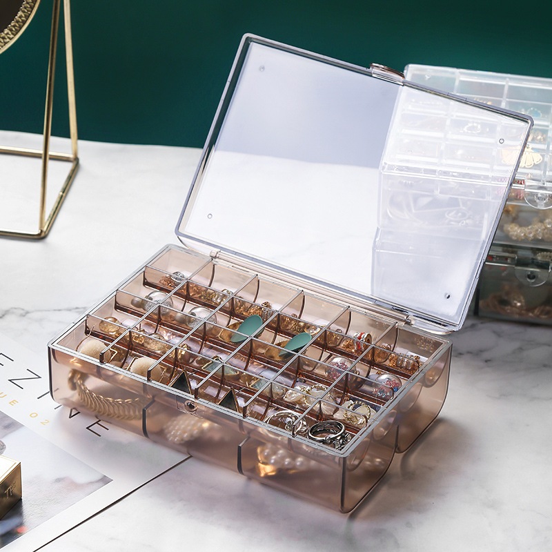 Earring Storage Box Jewelry Box Single/Double Layer Organizer Dust ...