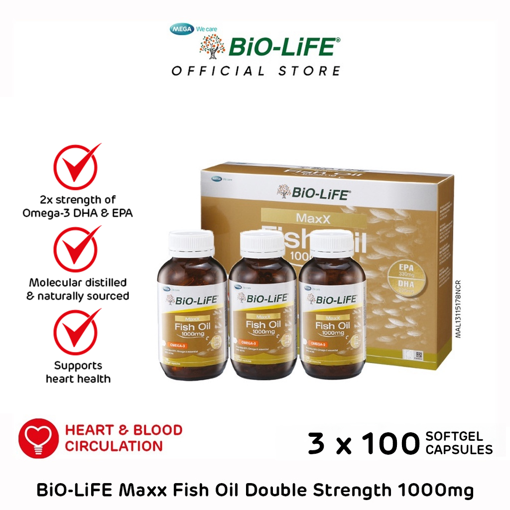 BiOLiFE Maxx Fish Oil 1000mg 3 x 100 capsules (EXPIRY DATE AUGUST 2025