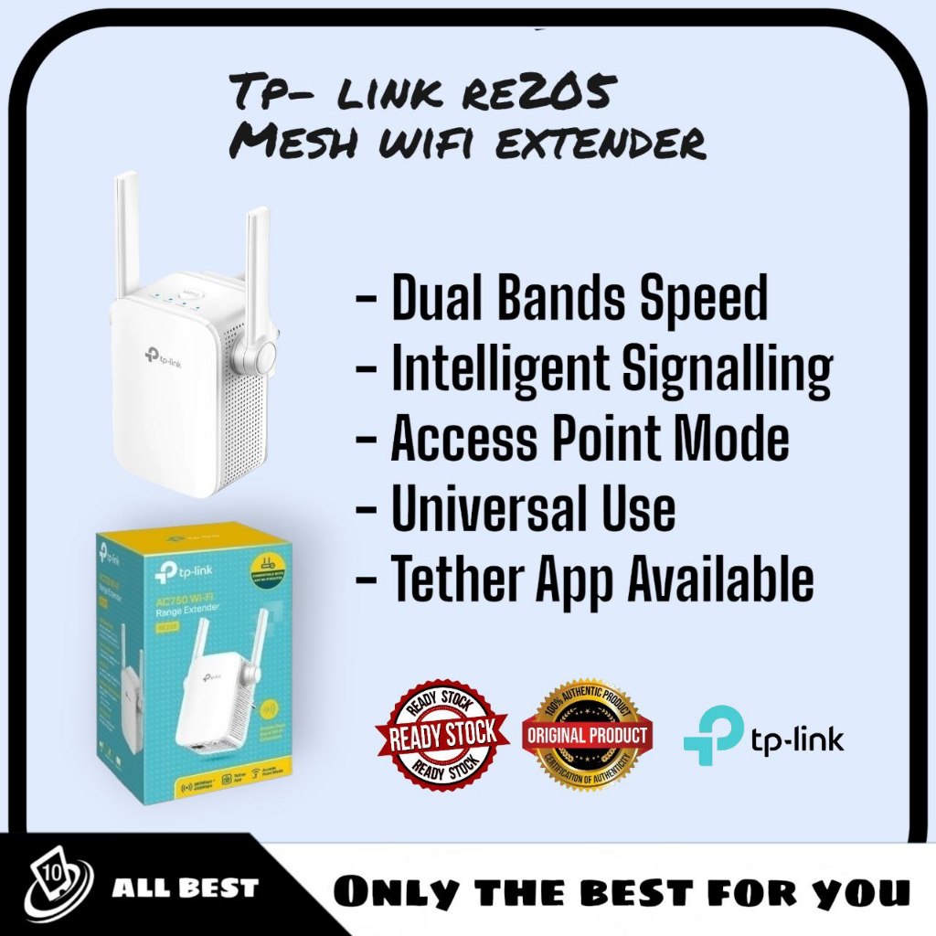 [100% ORIGINAL] TP-Link RE205 (AC750 Dual Band) Mesh WiFi Extender ...