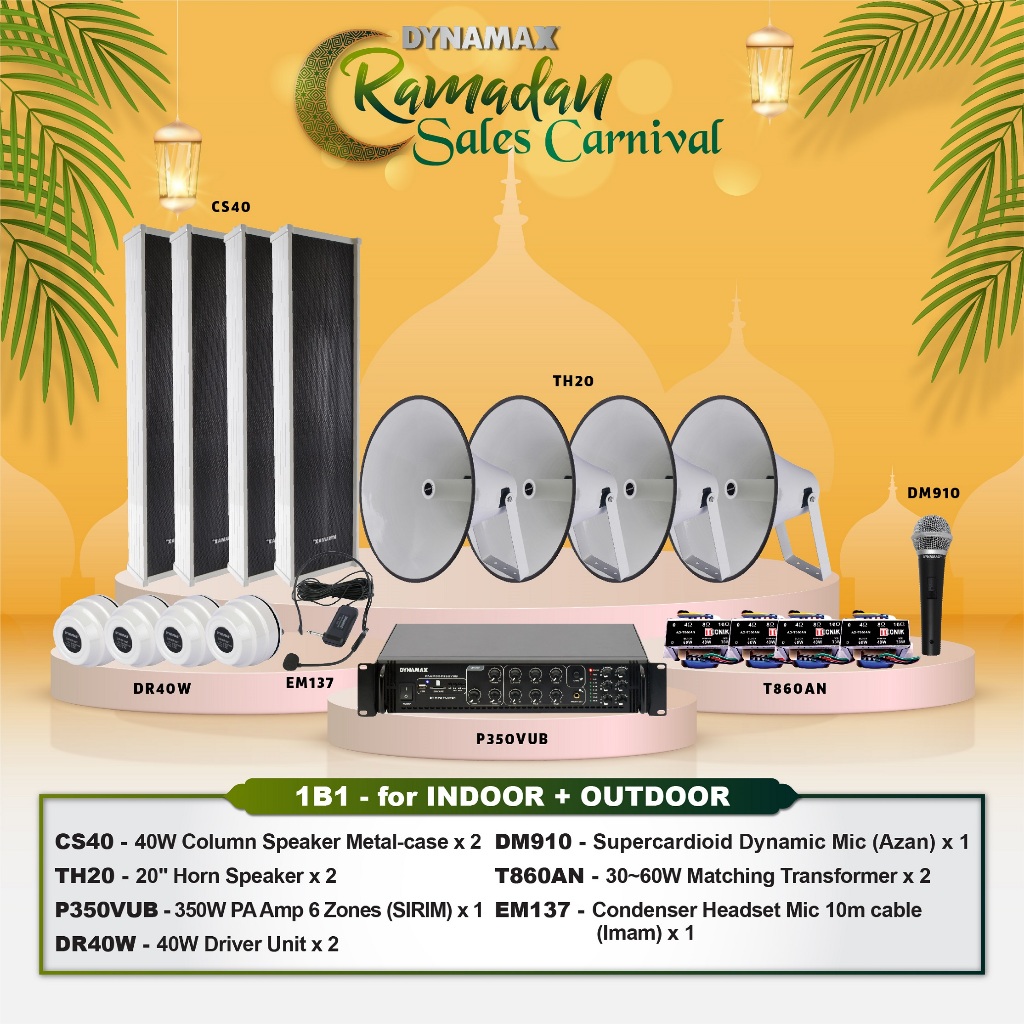 PA System For Surau/Masjid Package DYNAMAX P350VUB 350W PA Amplifier