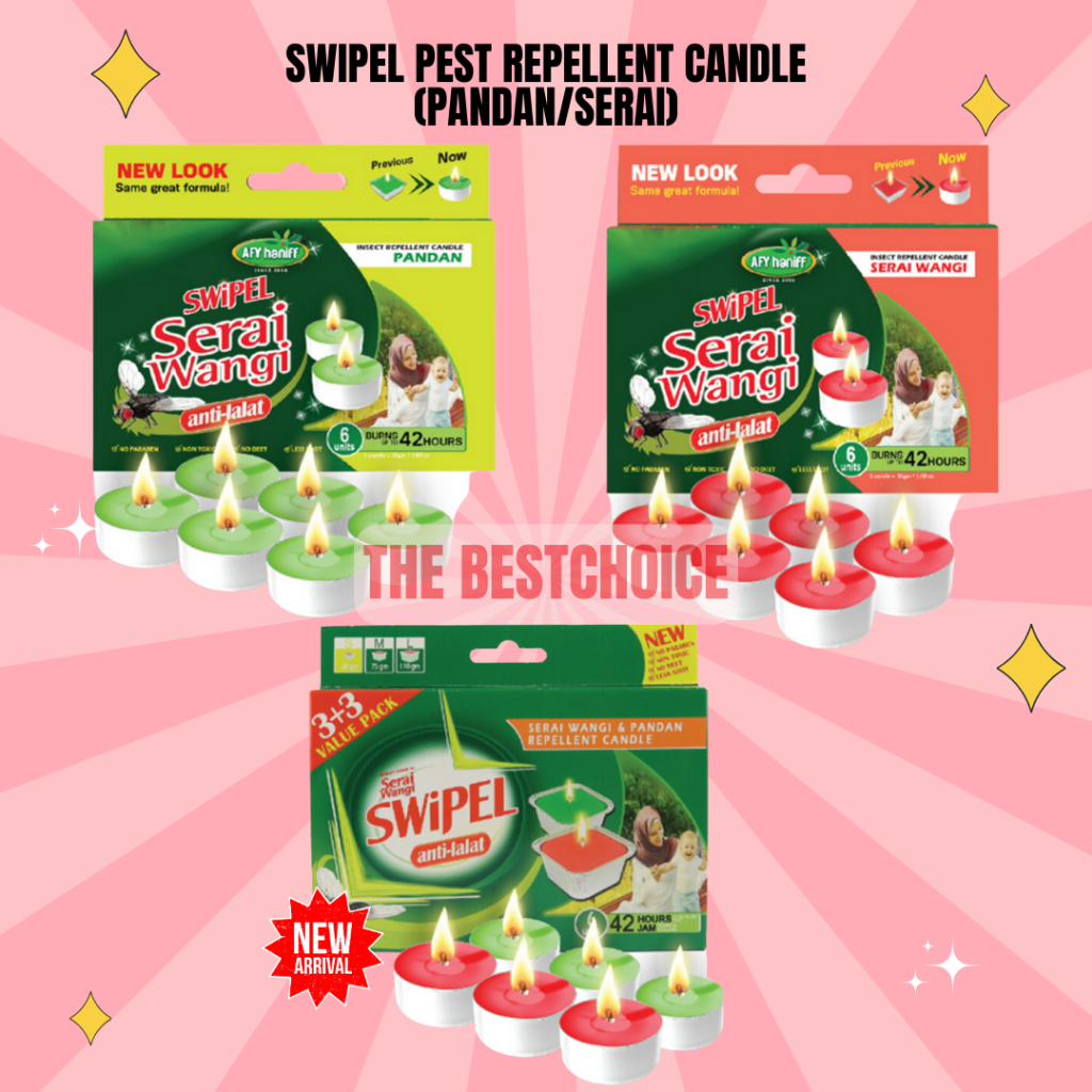 Swipel Pest Repellent Candle (Pandan/Serai) Lilin Anti lalat (75g x 2 ...