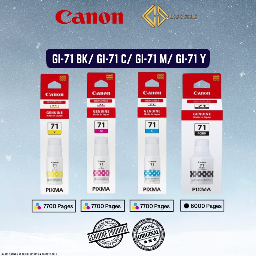 Canon Gi 71 Refill Ink Black Cyan Magenta Yellow G1020g2020g3020g3060 Shopee Malaysia 