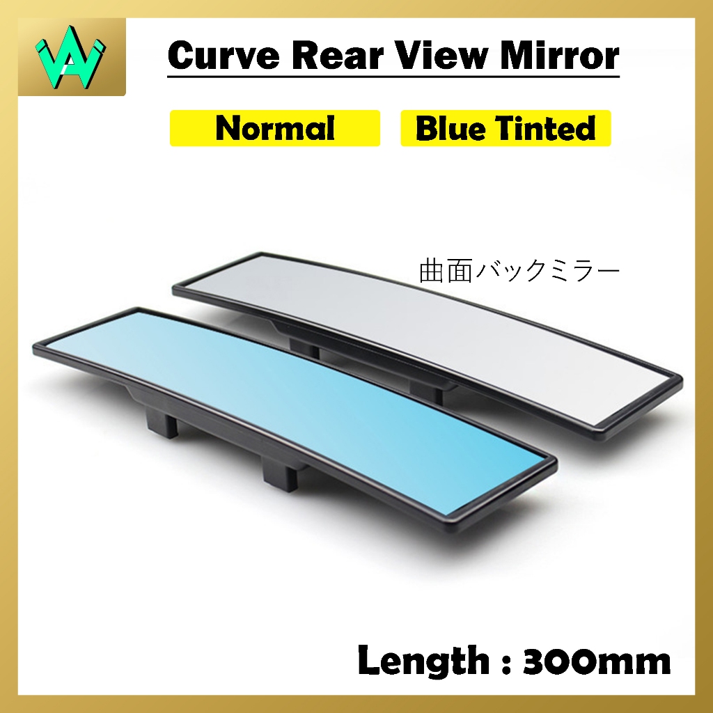 Car Rear View Mirror Curve Portable 300mm Wide Angle Clear View Blue ...
