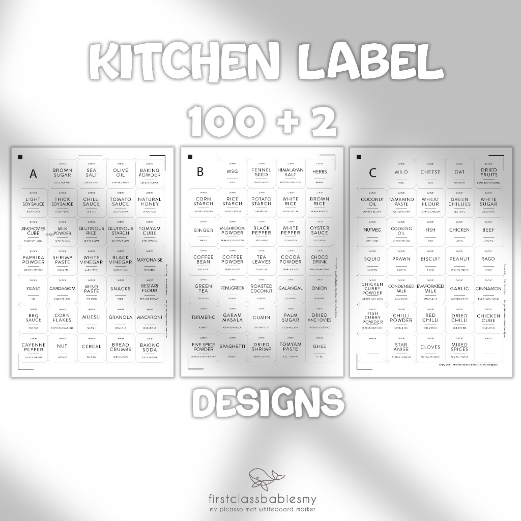 (NEW) PREMIUM Kitchen Pantry Label Sticker Stain Resistance & Soft ...