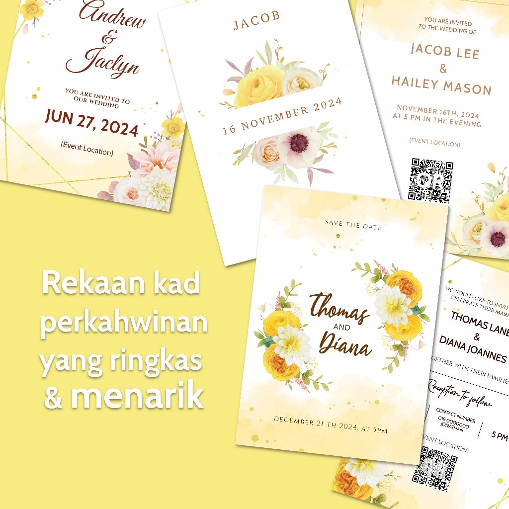 [DESIGN KAD KAHWIN] Rekaan kad perkahwinan (Tema Kuning) | Shopee Malaysia