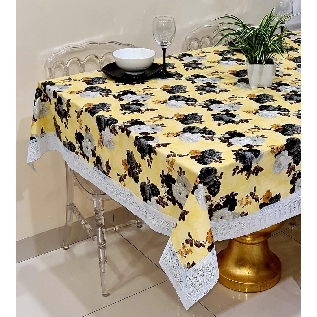 Alas Meja Makan Ekonomi 6 Kerusi Renda Pvc 137cm X 180cm Table Cloth