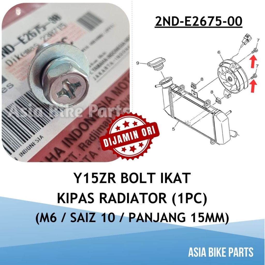 Yamaha Original Y15ZR Blower Assy Holding Bolt / Screw ikat Kipas Radiator Saiz 10 2NDE2675