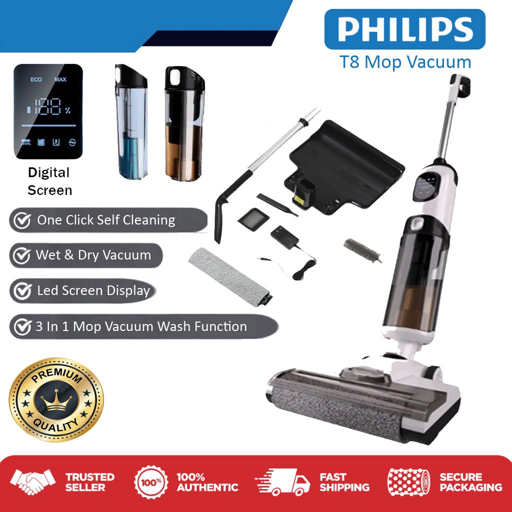 PHILIPS Cordless Vacuum Cleaner X4 / T8 Floor Washer Wet & Dry Floor Vaccum  Smart LED Display One-touch Self-cleaning | Shopee Malaysia