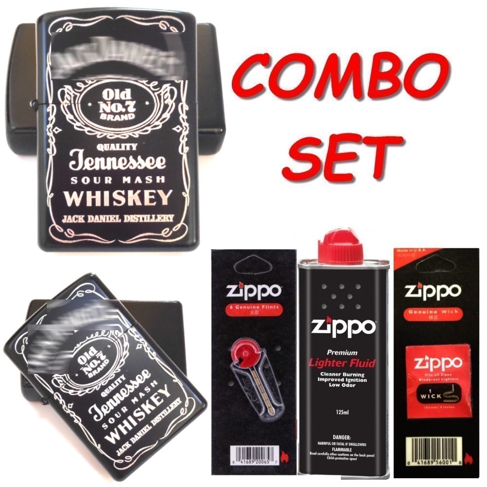 Zippo Fluid Wick Flints with Jack D Black Matte Kerosine Lighter