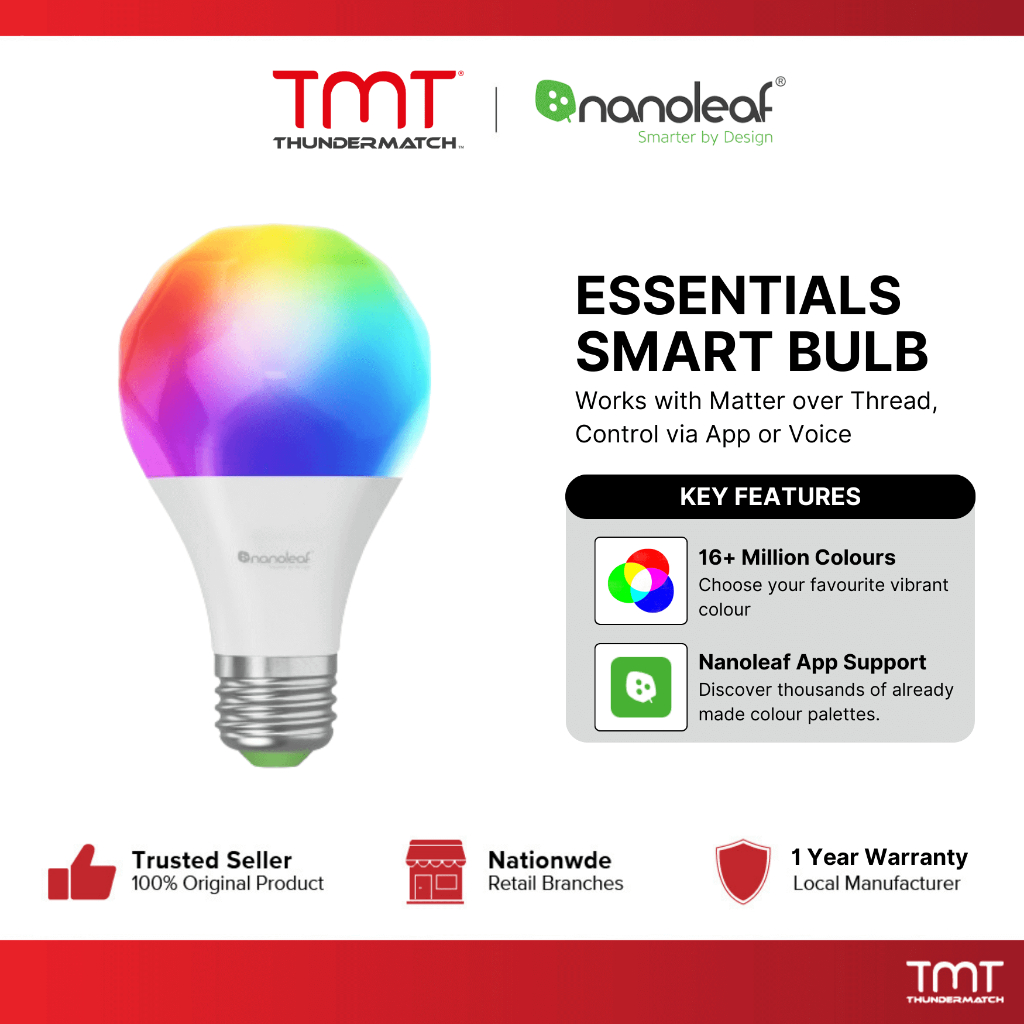 Nanoleaf Essentials Smart Bulb | Gaming RGB Light Bulb | A60 | E27 ...