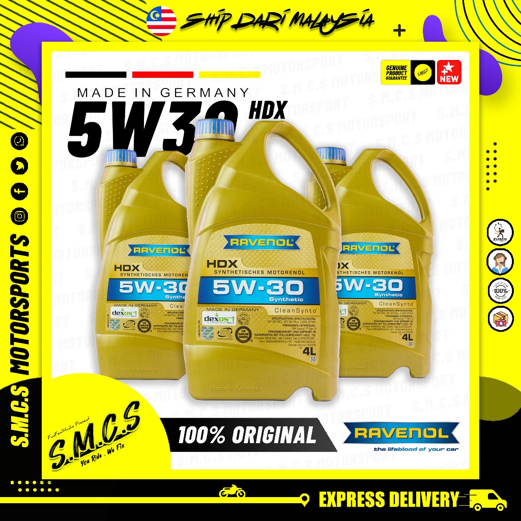 RAVENOL HDX SAE 5W-30 CleanSynto® [4L] Synthetic Engine Oil 100 ...