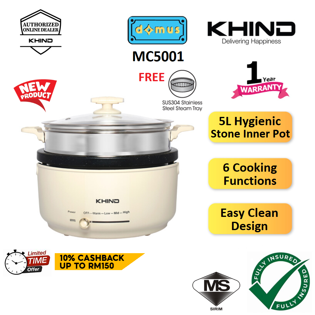 Khind Multi Cooker Pot 5L Periuk Elektrik Serbaguna 多功能電煮鍋 電子鍋 MC5001 Replace MCP350S Shopee