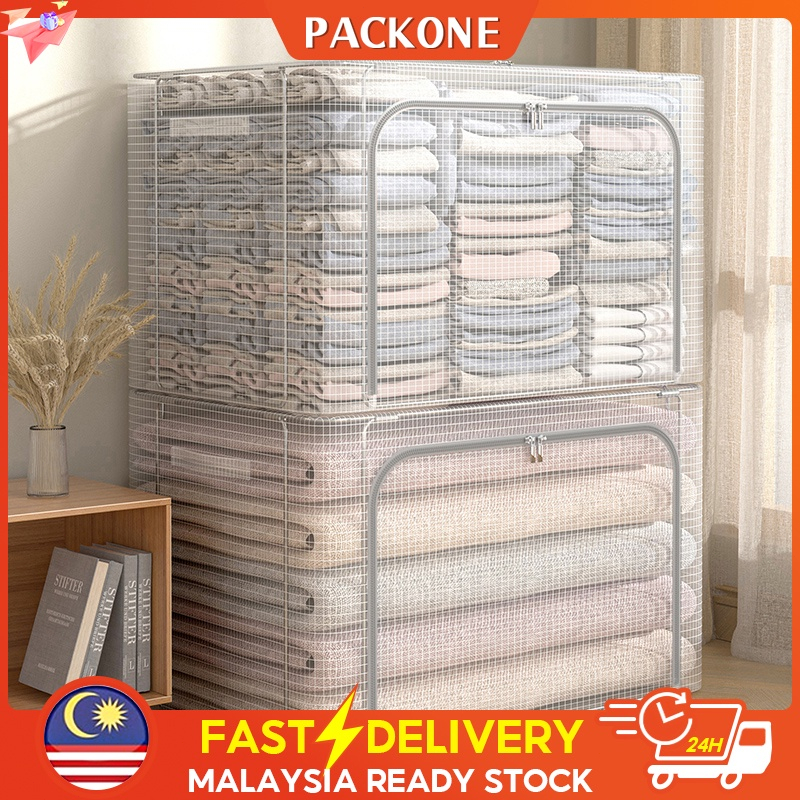 PACKONE 24/66/100L Foldable Storage Box Transparent Kotak Baju ...