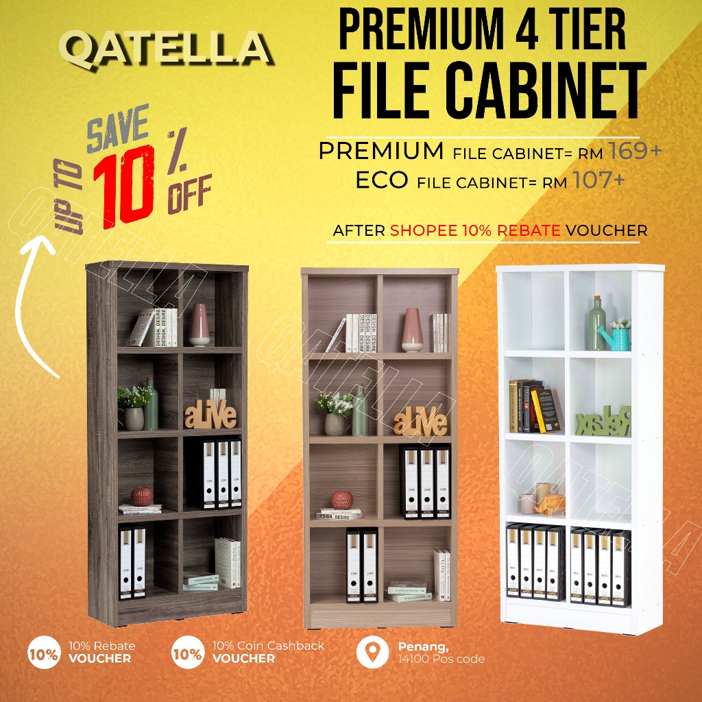 Qatella Brand -Exclusive 8C File Cabinet / File Rack / 4 Tier Book Rack ...
