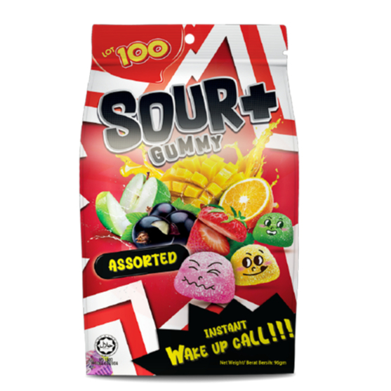 Lot 100 Sour + Assorted Flavoured Gummy 600g | Shopee Malaysia