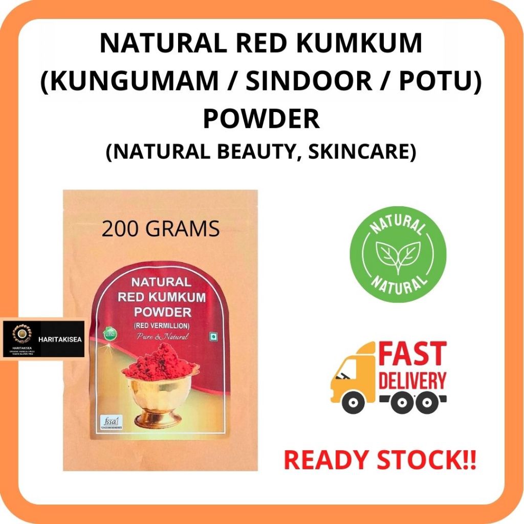 100% PURE NATURAL RED THALAMPOO KUMKUM POWDER 200 GMS (Kungumam, Red ...