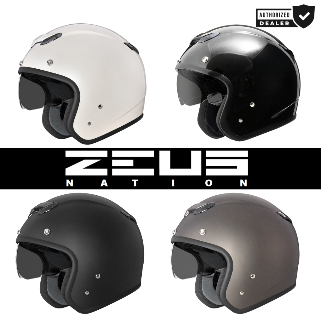 Zeus Helmet ZS-381c Retro Scooter Vespa Cafe Racer Open Face Helmet ...