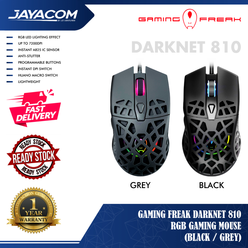 Gaming Freak Darknet 810 RGB Wired Gaming Mouse – Black / Grey ...