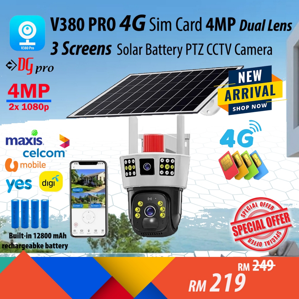 [NEW ARRIVAL] V380 PRO 3 Screens Dual Lens 4G Sim Card / Wifi Solar ...