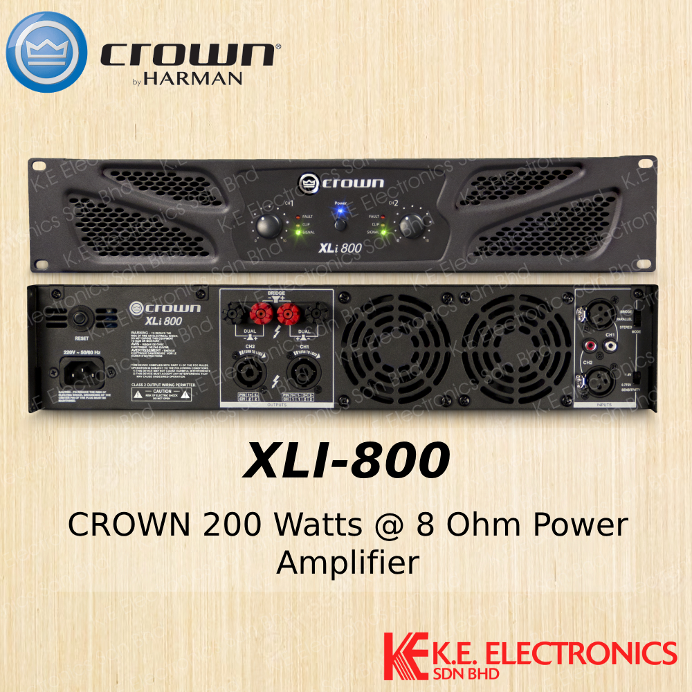 CROWN XLi Series Dual Channel 200W/330W/500W/1000W @ 8 Ohms ...