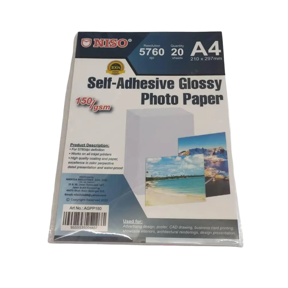 Niso A4 SelfAdhesive Glossy Photo Paper 150 Gsm (20sheet/Packs