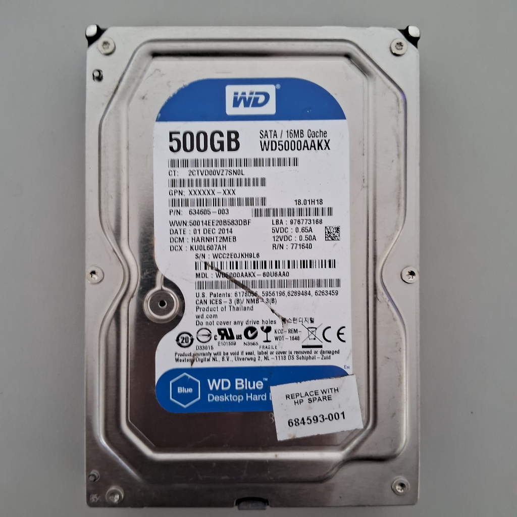 Western Digital WD WDC WD5000AAKX-60U6AA0 500GB Sata 3.5" PC Computer ...