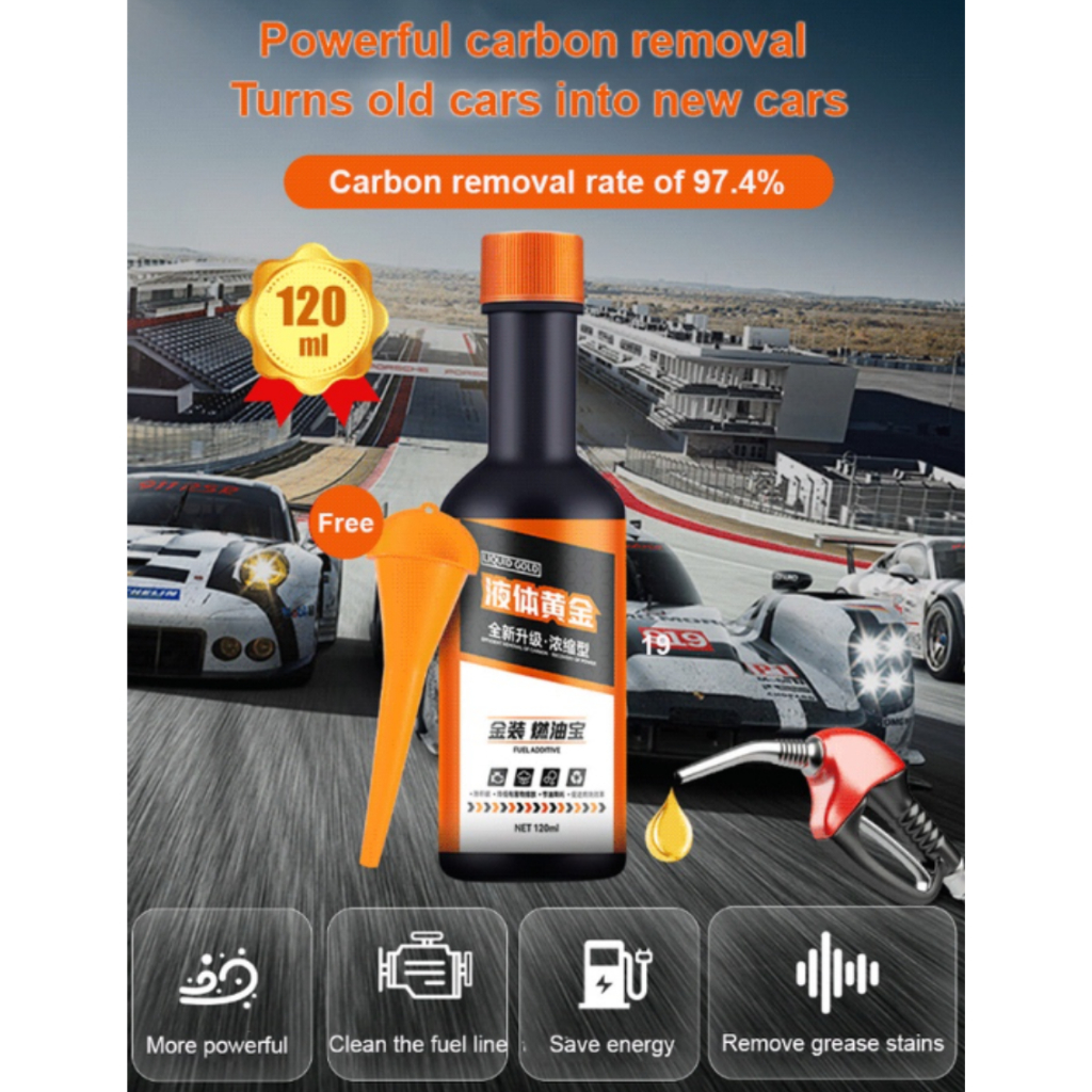 Gold Liquid Petrol Fuel Additive 120ml Energy Saver Carbon Fuel ...