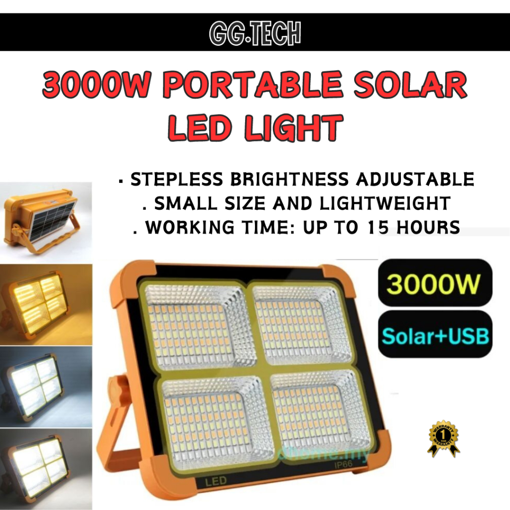 [STOCK CLEARANCE] 3000W Portable Solar Flood LED Light Camping ...