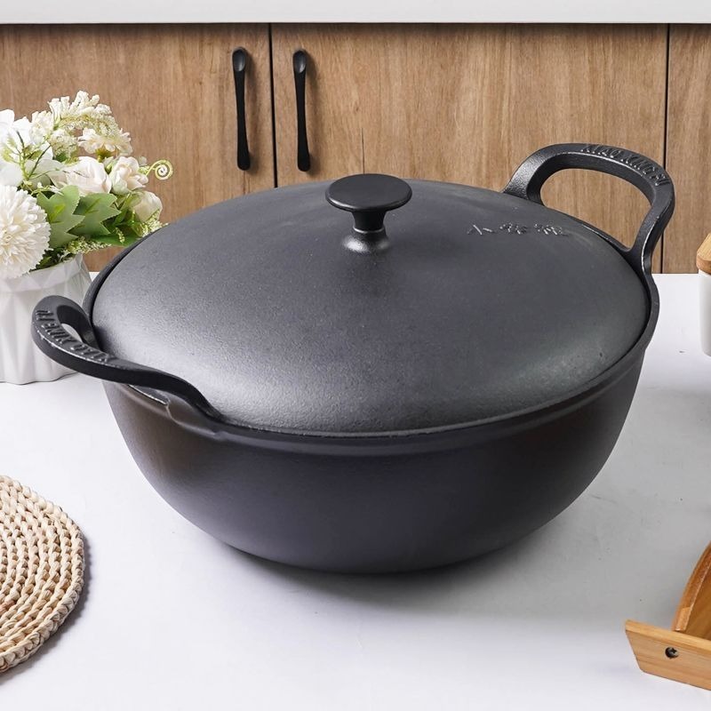 🔥Thickened cast iron micro pressure pot nitrided iron pot household ...