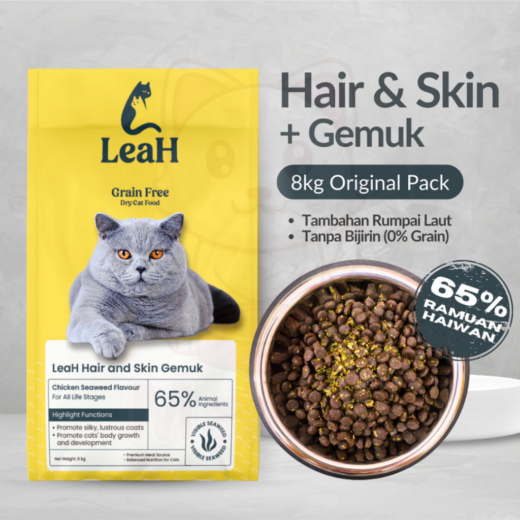 LeaH 34 Hair and Skin Gemuk 8kg Original Pack Grain Free Premium Dry
