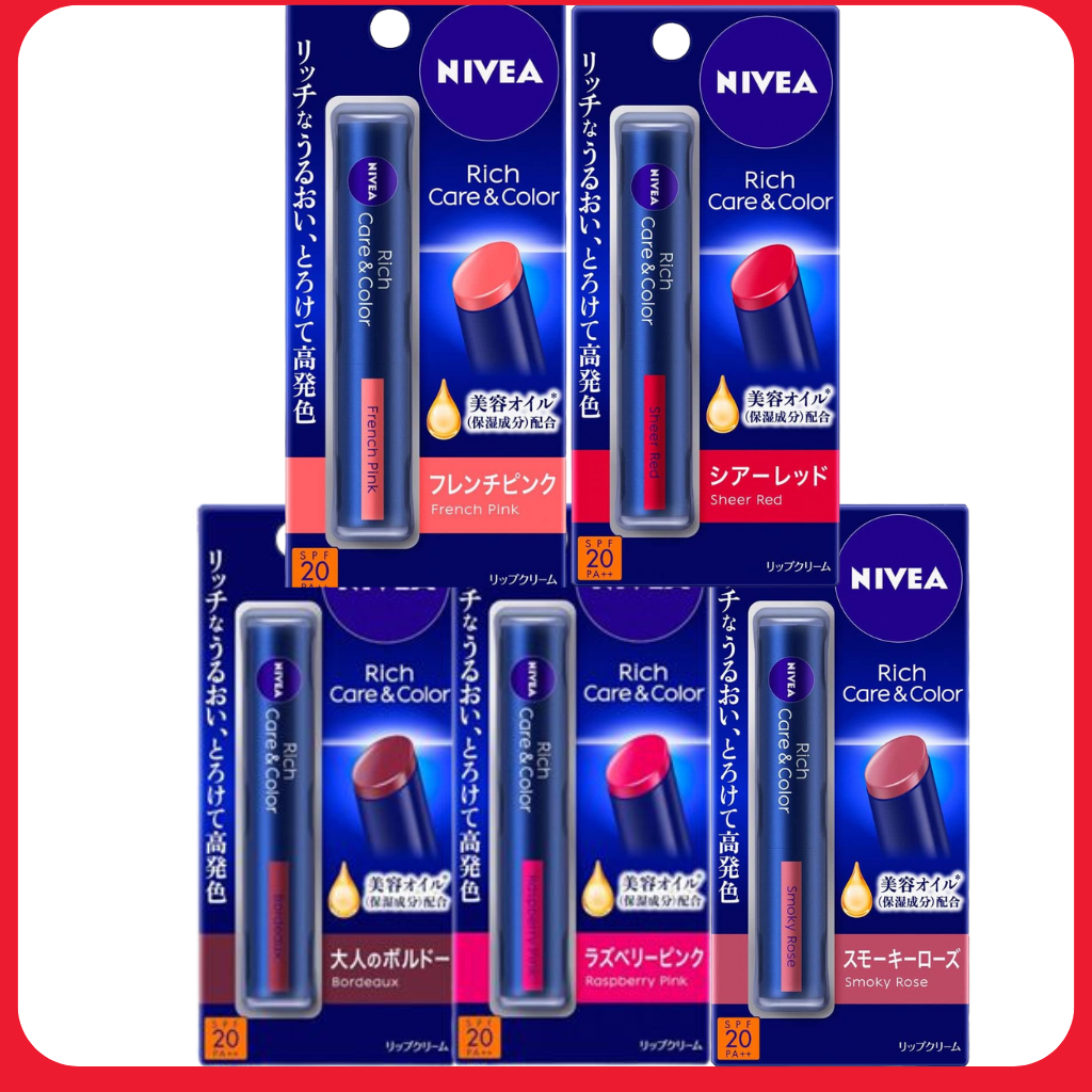 Nivea Rich Care And Color Japanese Sunscreen Lip Balm (Sheer Red ...