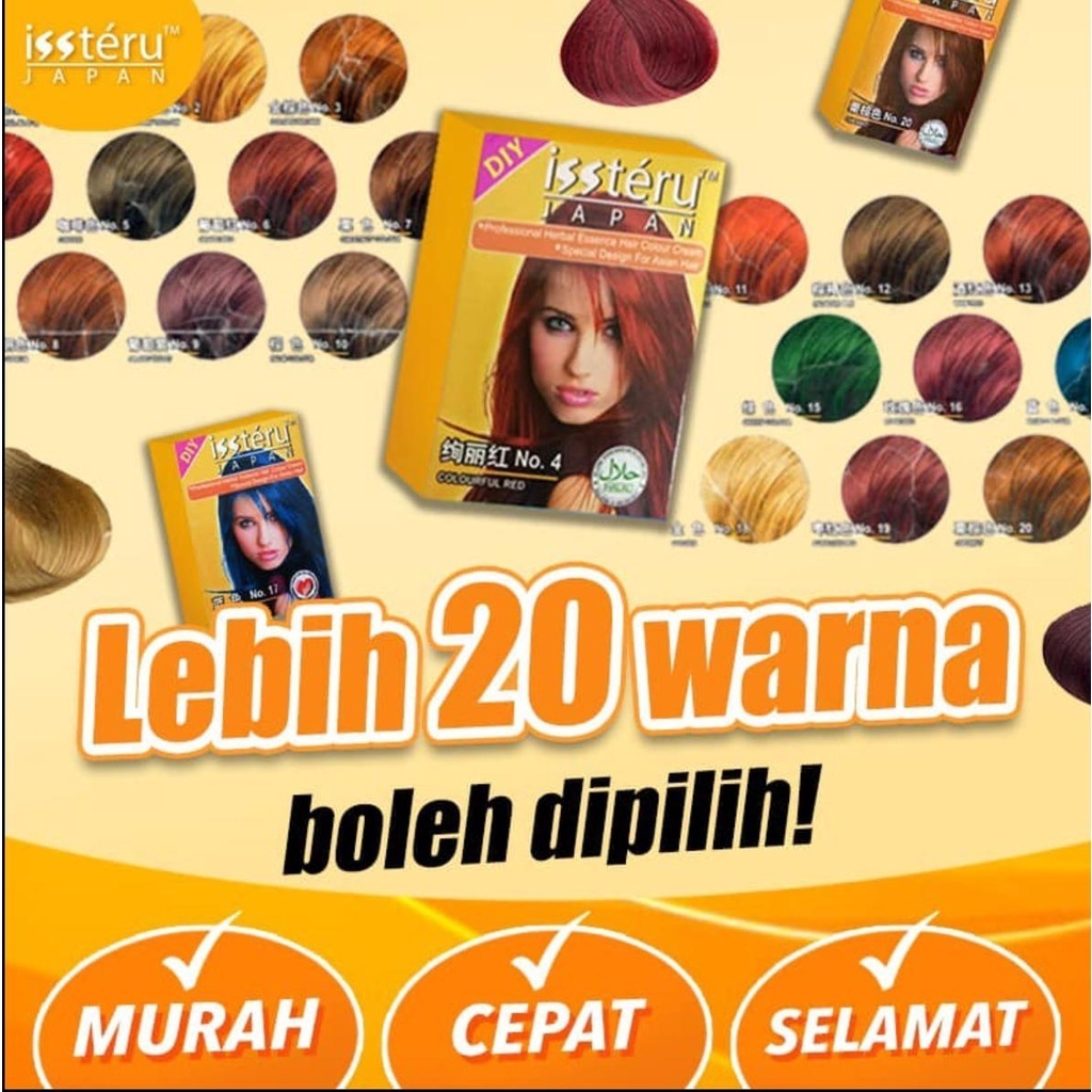 Issteru Pewarna Rambut Hair Dye Color Hair Colour Cream 25ml Halal