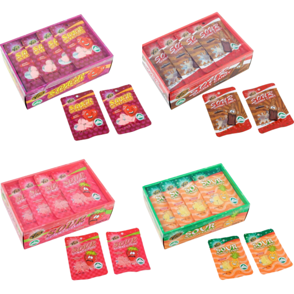 15g x 30pcs V.KA Brand Sour Gummy Candy Strawberry/Pineapple/Cola/Peach ...