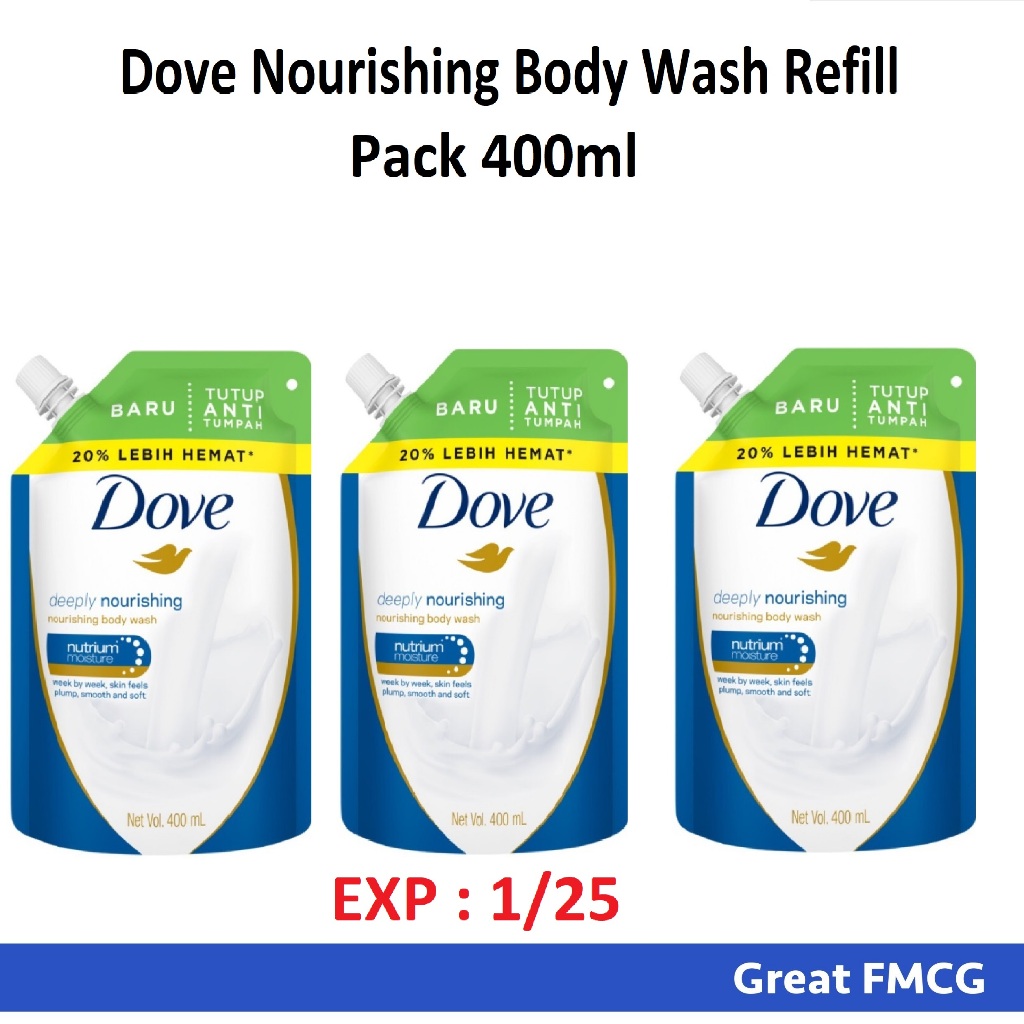 Dove Nourishing Body Wash Refill Pack 400ml - Deeply Nourishing (3pkt ...