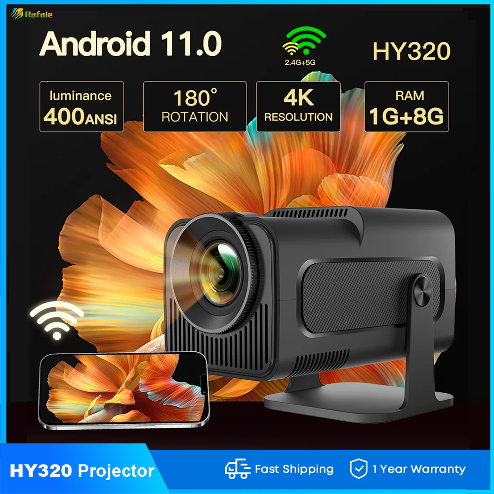 HY320 Smart 4K Projector HY300 Android 11.0 Mini Portable 5G WIFI for ...