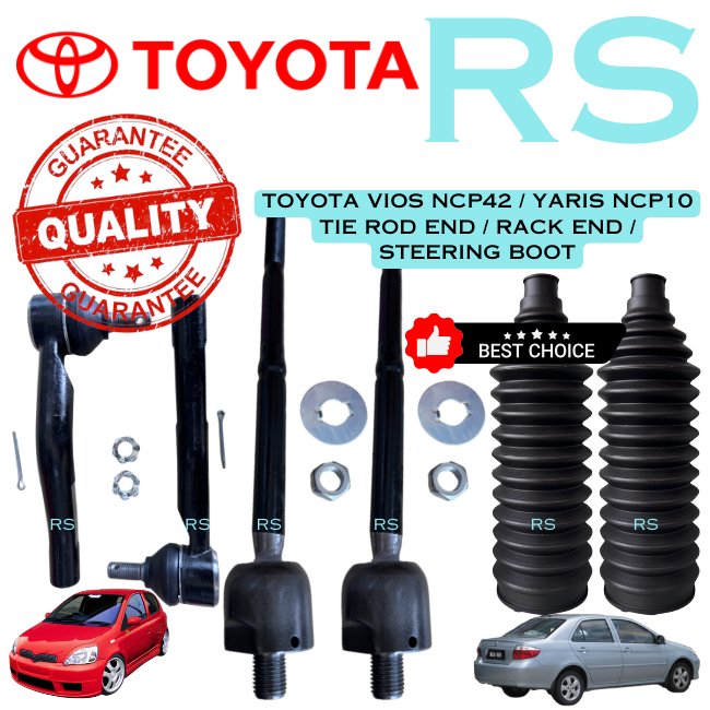 Toyota Vios NCP42 1.5, Yaris NCP10 Tie Rod End, Rack End, Steering Boot ...