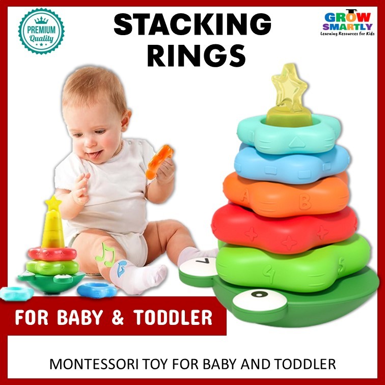 Rainbow Stacking Ring Baby Toys 1 year Toddler Toy Mainan baby 6 bulan ...