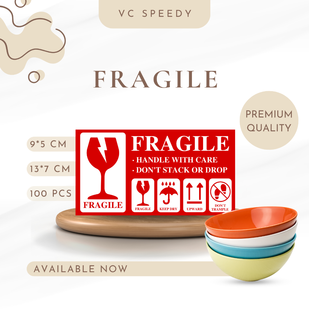 Fragile Sticker Label Live Fish Live Plant Fresh Food Frozen Food 9cm ...
