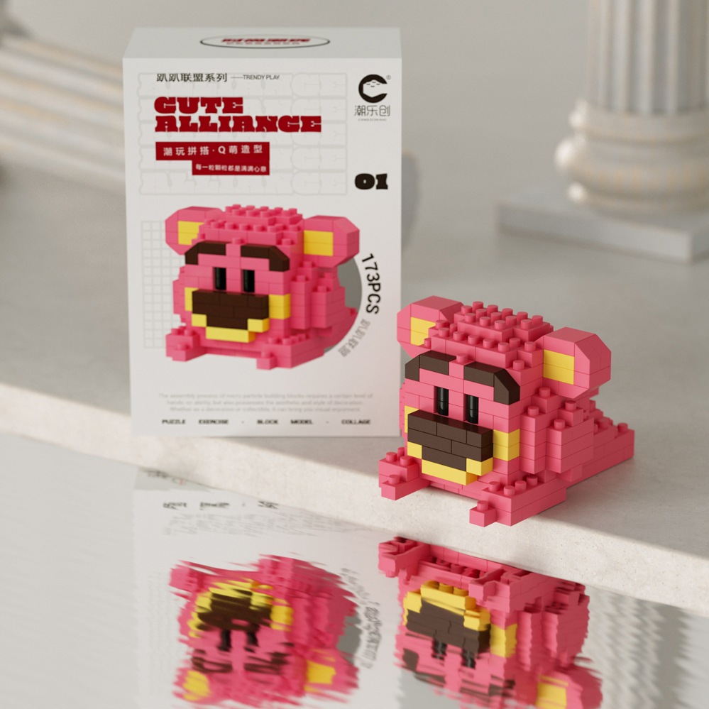 Mainan 草莓熊 LOTSO Strawberry Bear Building Blocks Cartoon Disney Bricks  Model Toys Gift murah