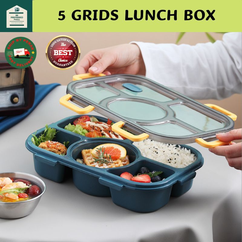 5 Grids Lunch Box Bento Box Lunch Containers for Adult/Kid/Toddler ...
