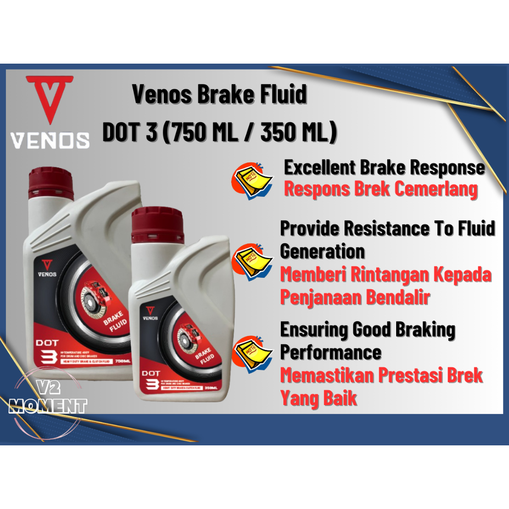 VENOS BRAKE FLUID DOT 3 350ML/750ml HEAVY DUTY | Shopee Malaysia